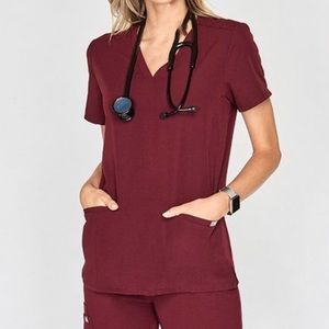 FIGS casma burgundy top